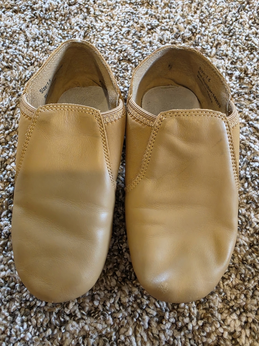 Kids Dance Shoes Tan Slip-On Leather Kids Size 1.5